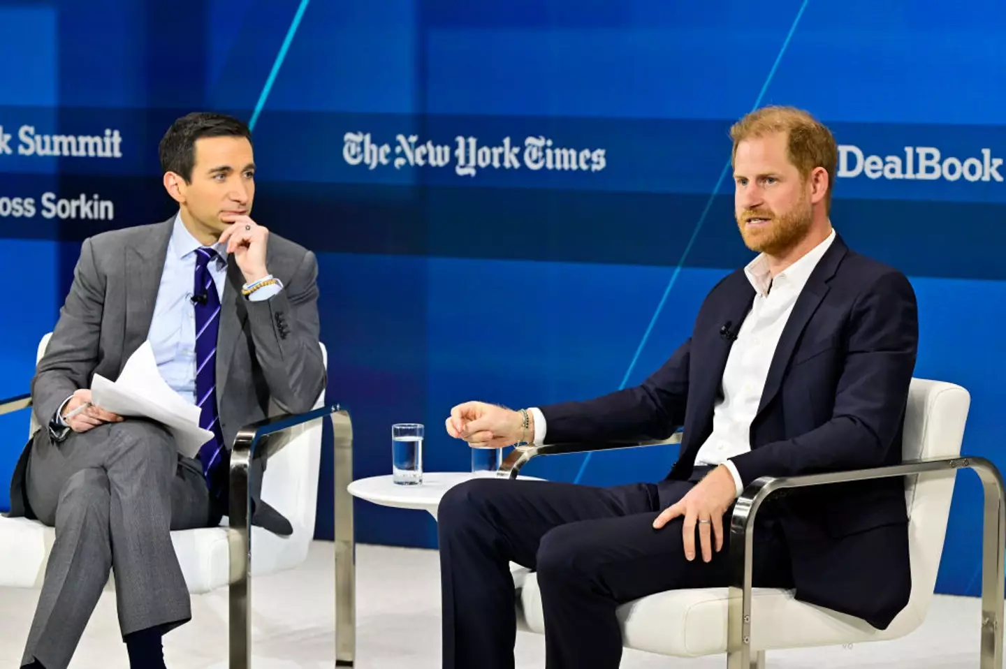 Prince Harry in conversation with Aaron Ross Sorkin (Eugene Gologursky/Getty Images for The New York Times)