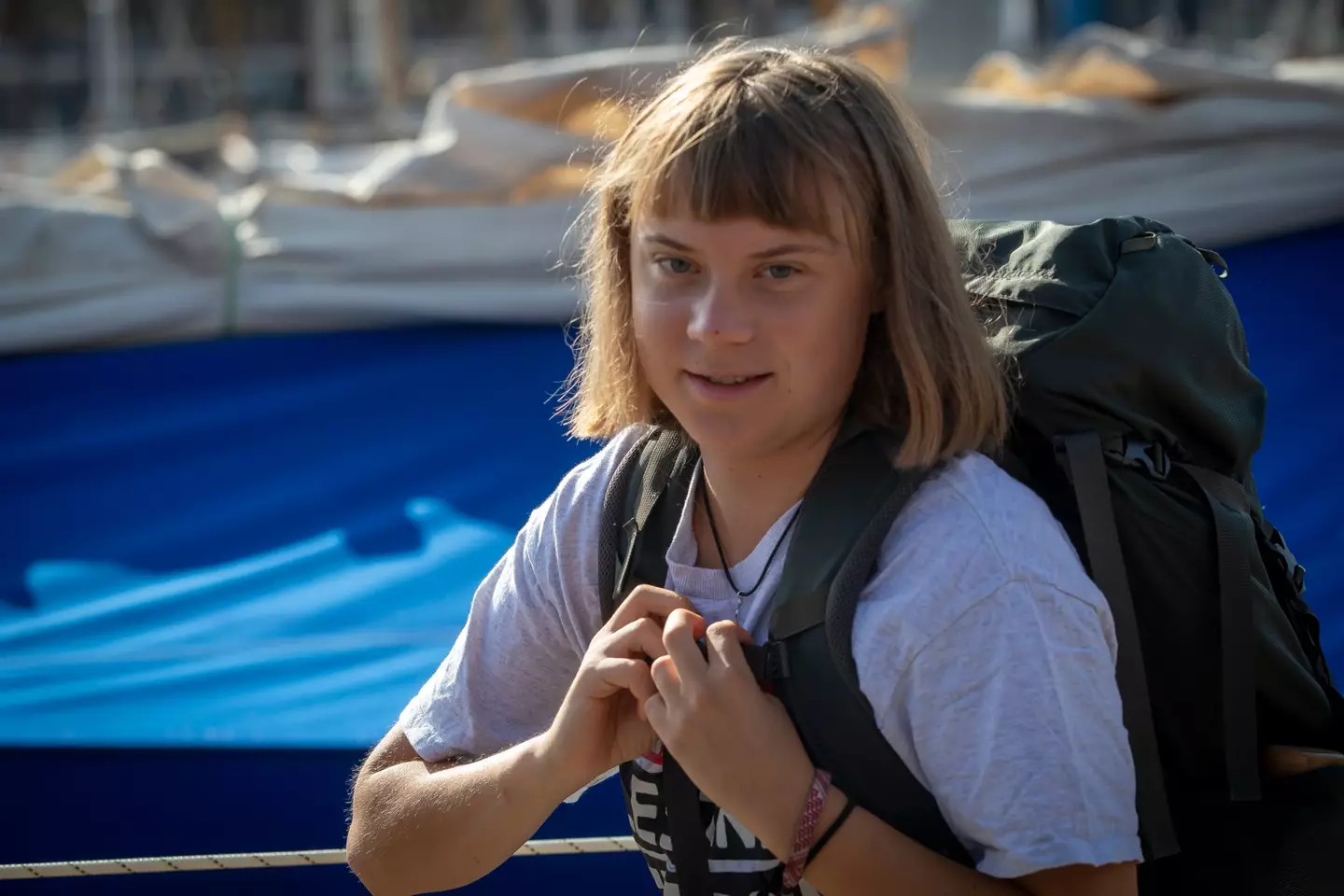 Greta Thunberg spoke to press about her latest mission to help the Palestinian people (Albert Llop/NurPhoto via Getty Images)