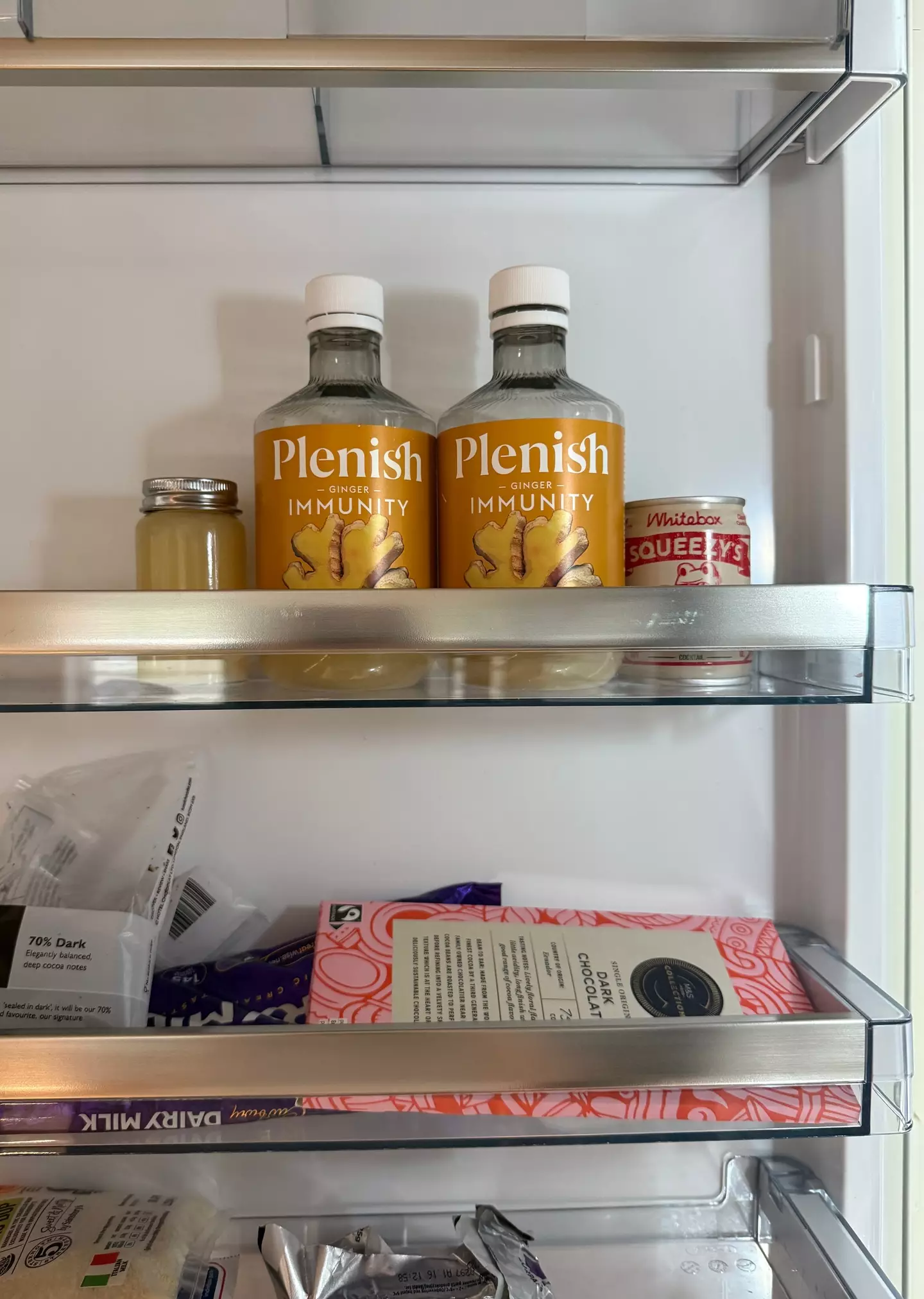 The ginger shots taking pride of place by the chocolate drawer (LADbible Group)