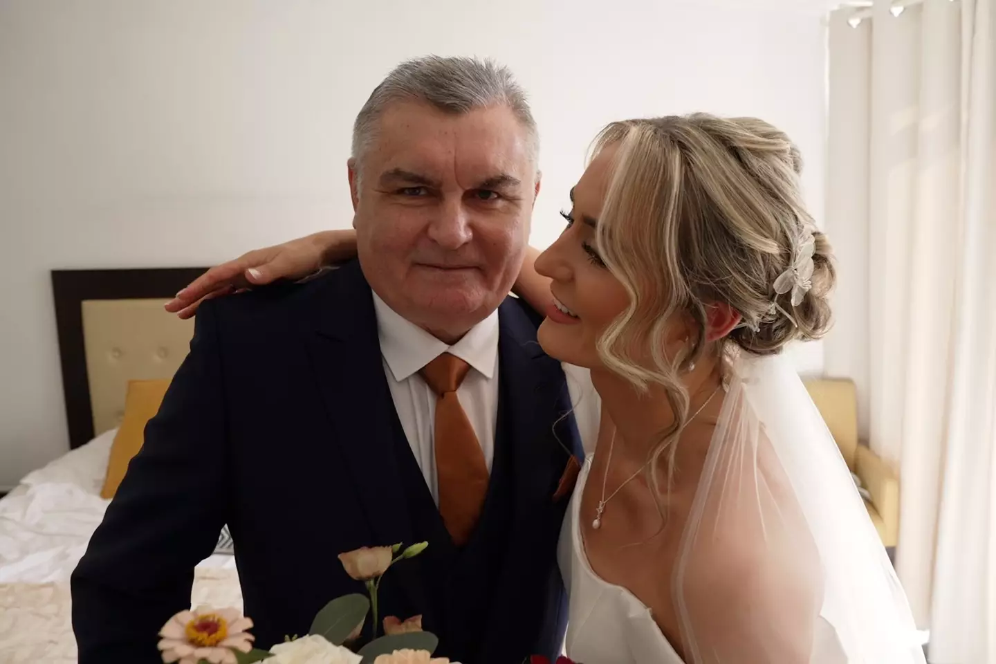 Fortunately Amy saw the funny side when her father walked down the aisle without her (SWNS)