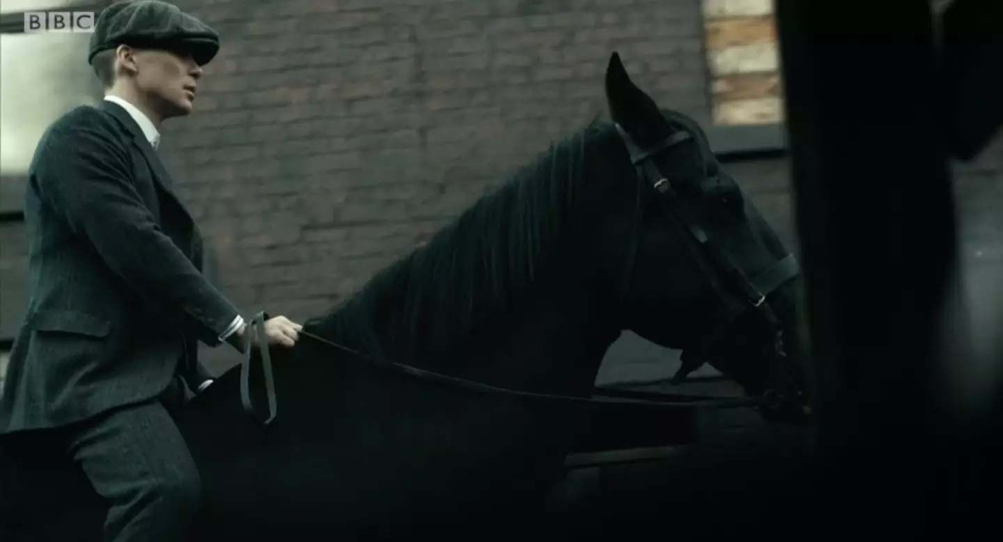 The first episode of Peaky Blinders also features a horse. (