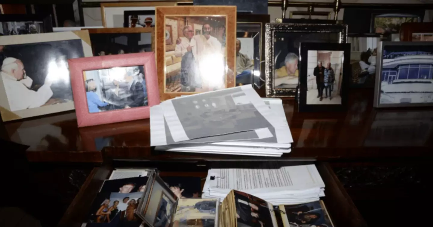 Donald Trump features in a photograph, placed on the left-hand-side of an open drawer (Justice Department)
