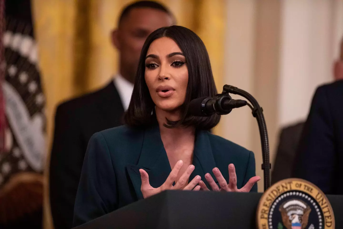 Kim Kardashian at the White House in 2019. (