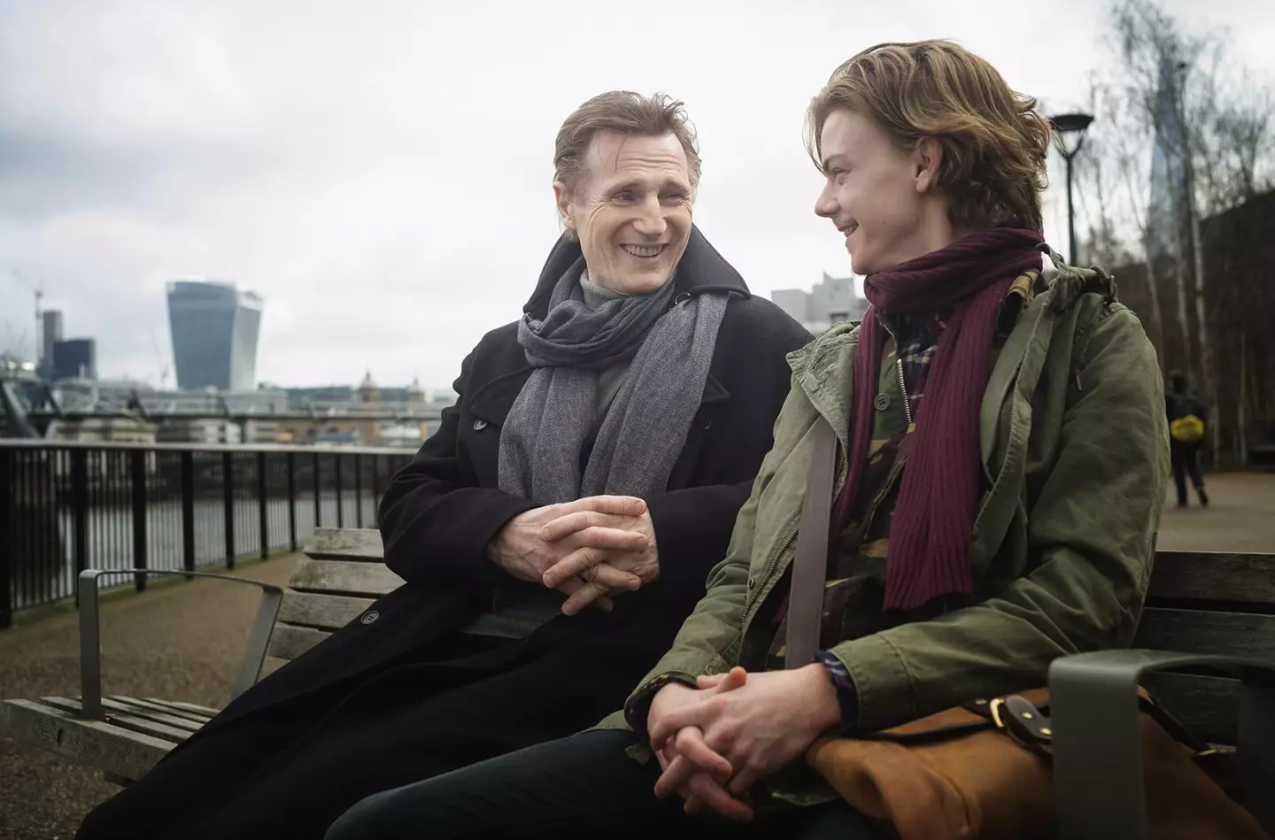 Liam Neeson and Thomas Brodie-Sangster return as stepfather and son Daniel and Sam. (IMDB/BBC/Sarah M Lee/Comic Relief)