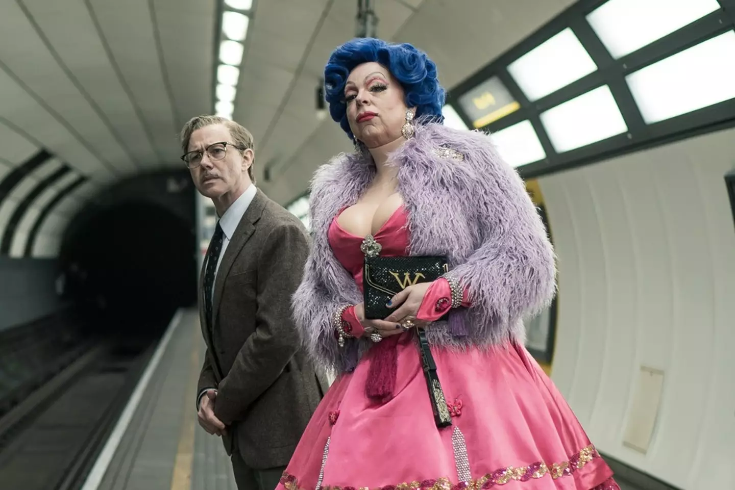'Boo to a Goose' takes place on a Merseyrail train, and includes huge names such as Siobhan Finneran, Charlie Cooper and Mark Bonnar. (BBC/James Stack)