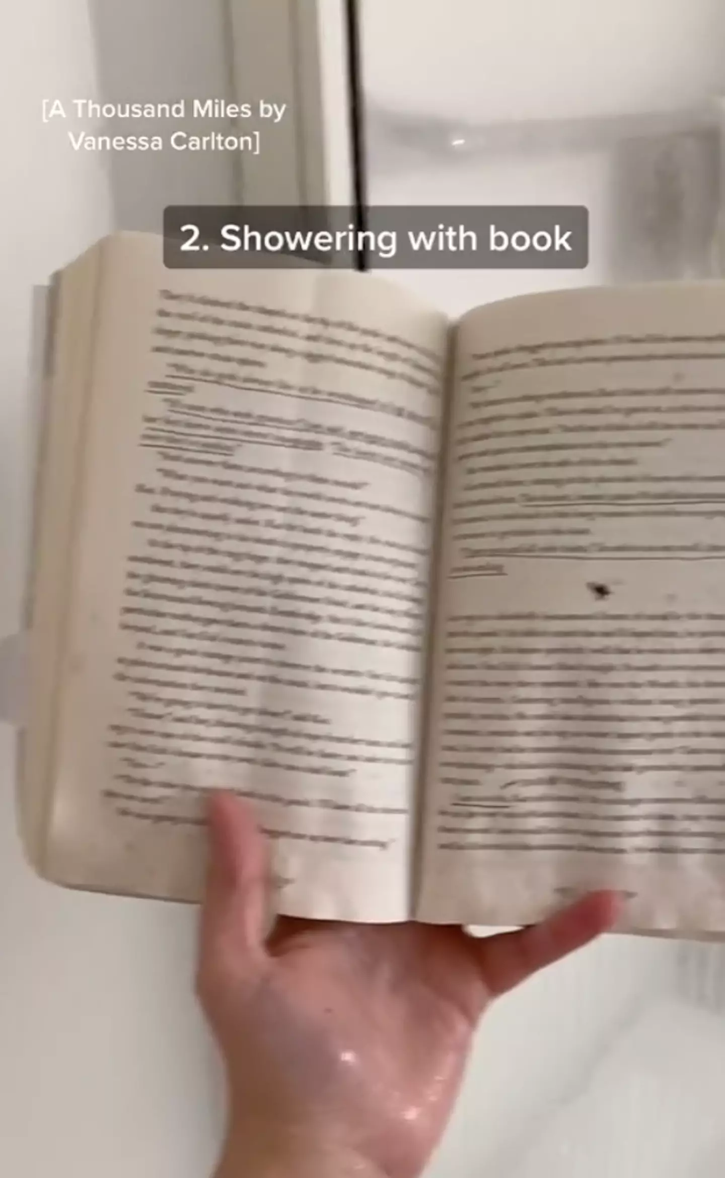 The woman also said she showers with her reading material.