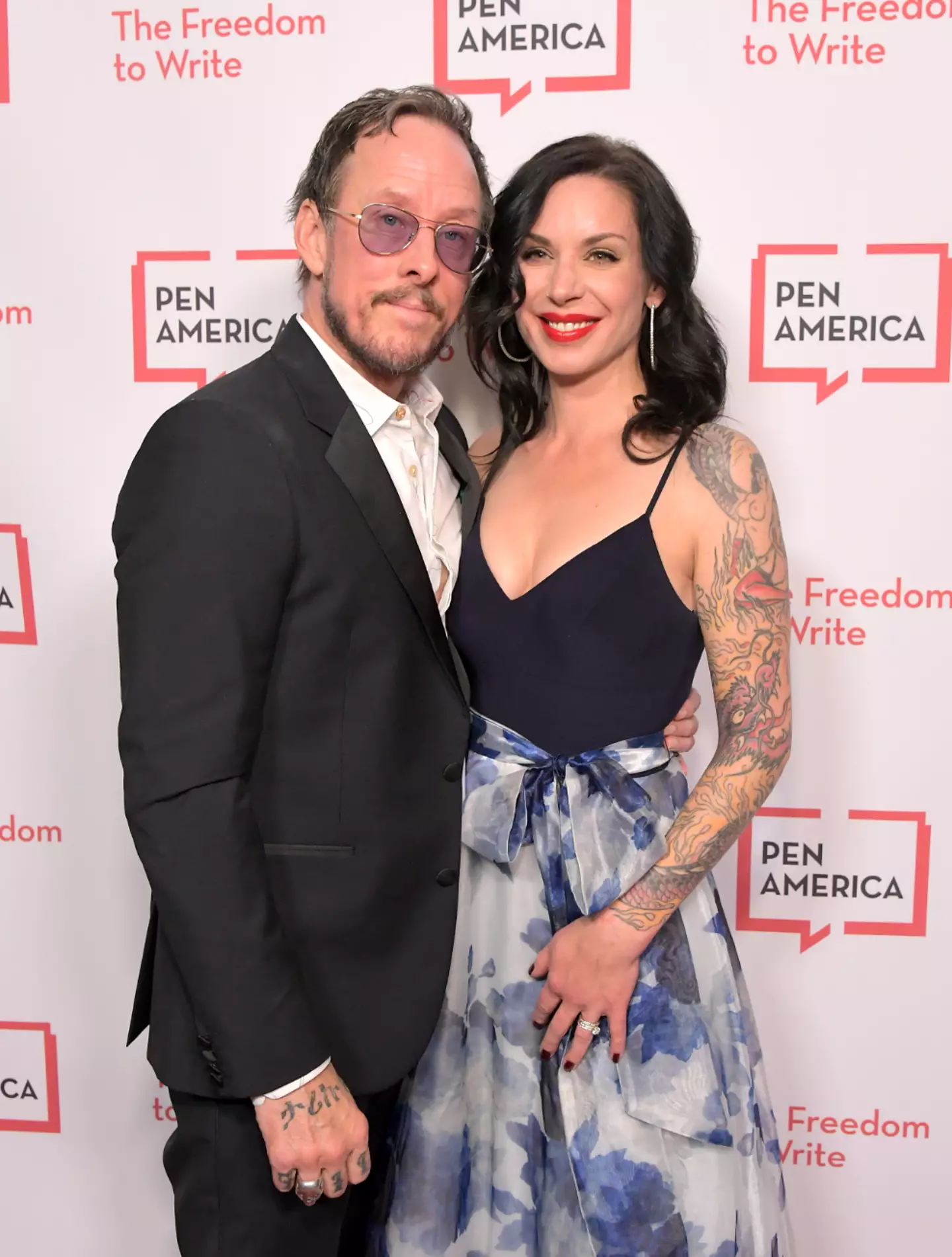 Weezer bassist Scott Shriner and his wife, writer Jillian Lauren (Charley Gallay/Getty Images for PEN America)