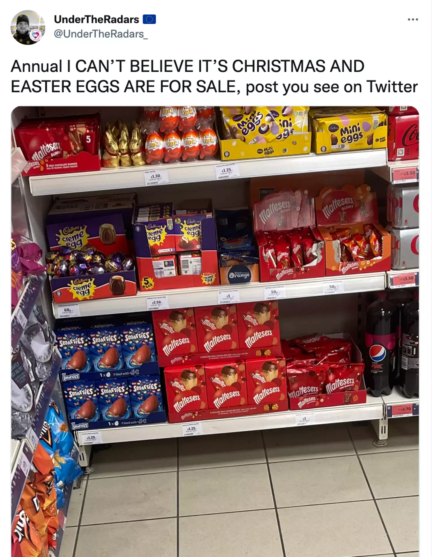 One shopper found Easter eggs on the shelves.
