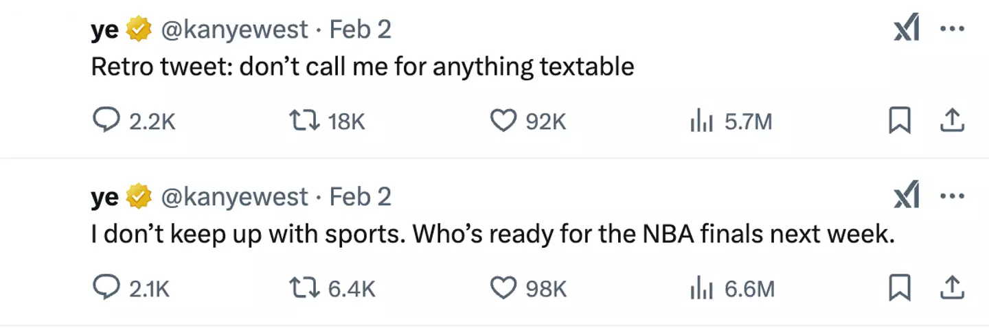 He also spoke about the NBA finals (kanyewest/X)