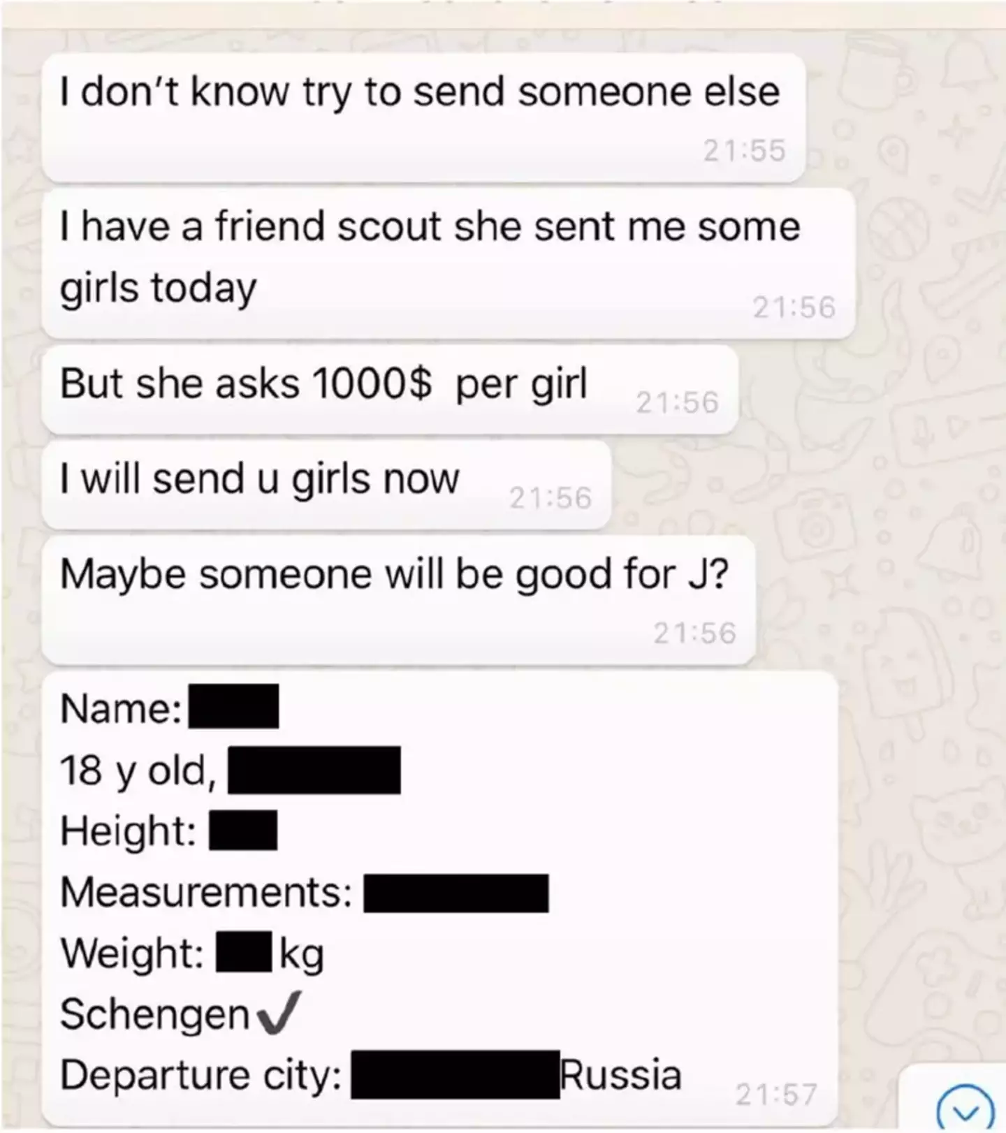 A disturbing text message exchange has been released (House Oversight Committee)