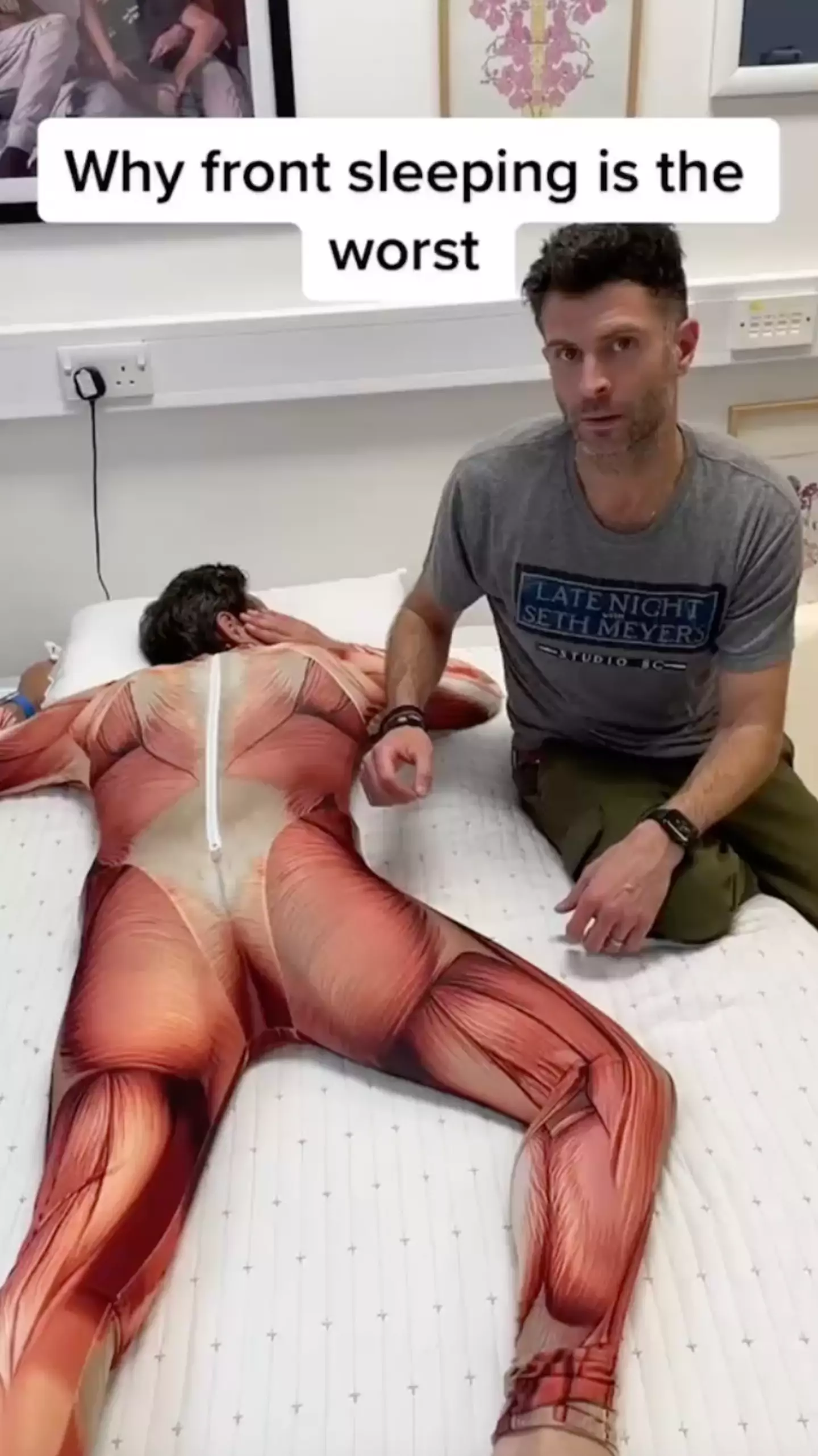 The sleep expert reckons sleeping on your front is a very bad idea.