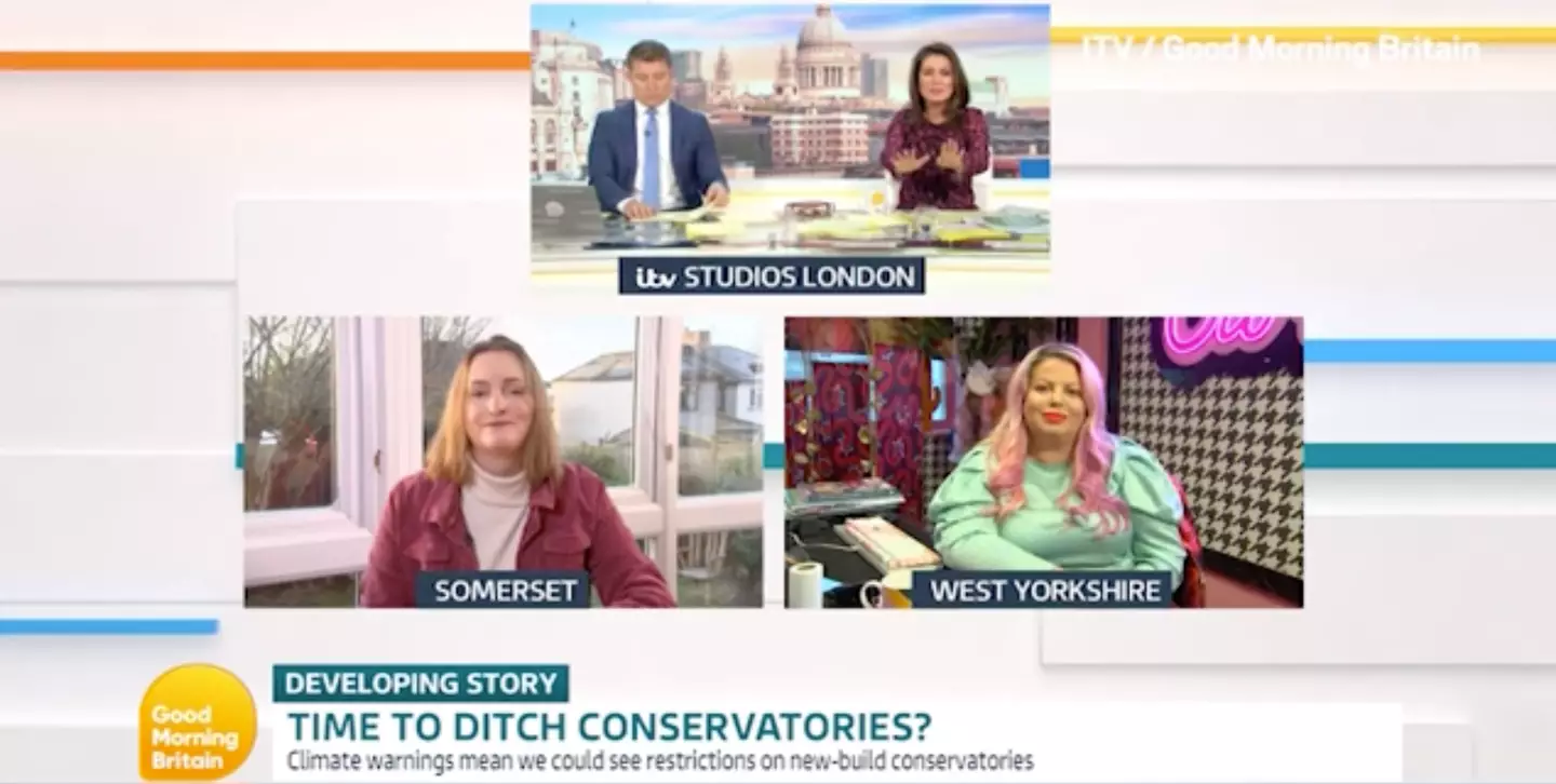 Presenter Susanna Reid interrupted Angela to point out that she is in her own conservatory. (