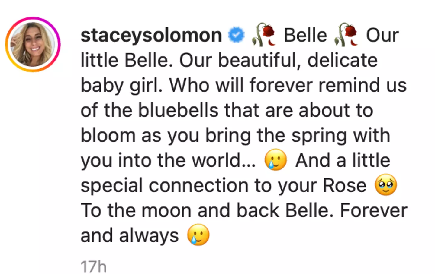 The TV host posted a loving tribute to her newborn.