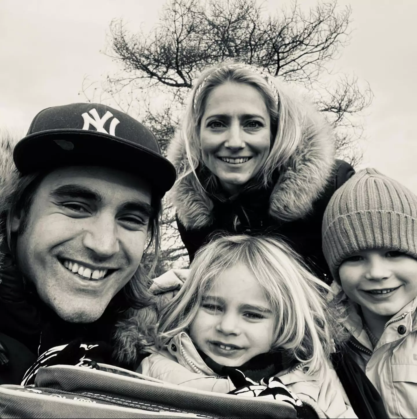 Charlie Simpson with his wife Anna and their sons Arlo and Jago.