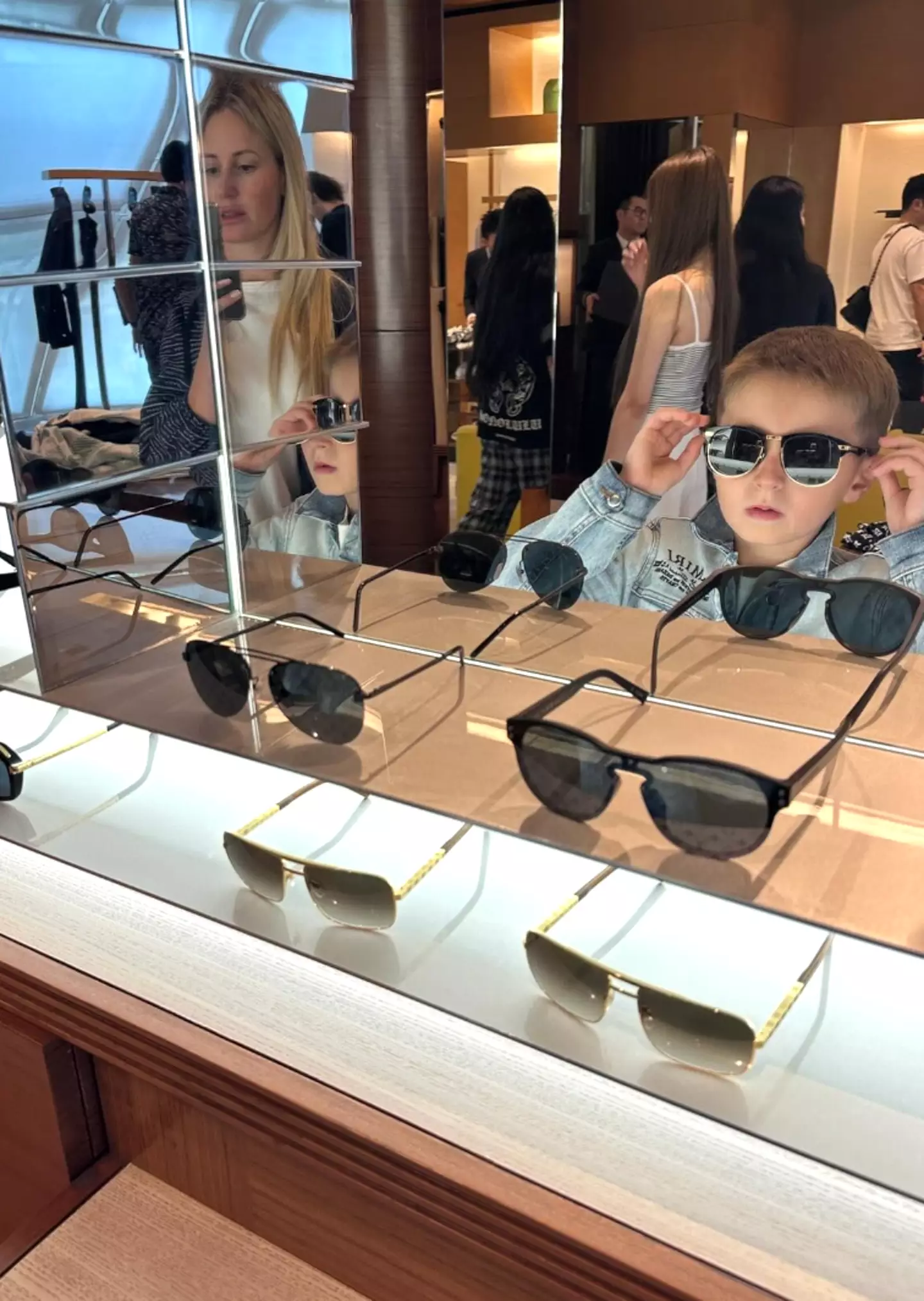 The little one was spotted in luxury stores.