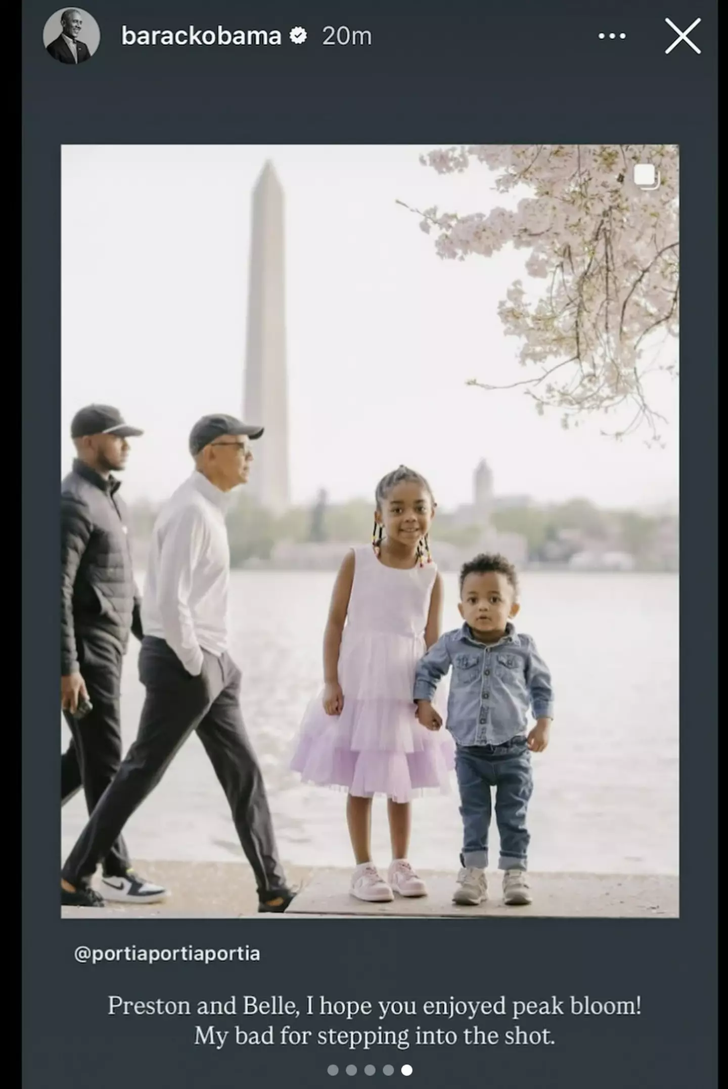 Obama shared the snap on his Instagram story with an apology, which a delighted Brianna shared (Instagram/briannainnellphotography)