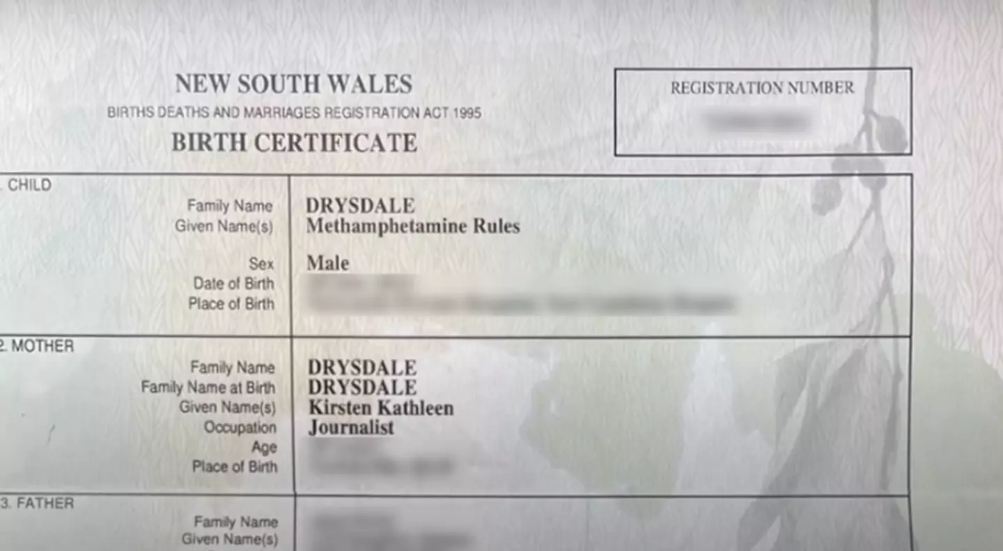 The couple were sent a birth certificate with their son’s name on.