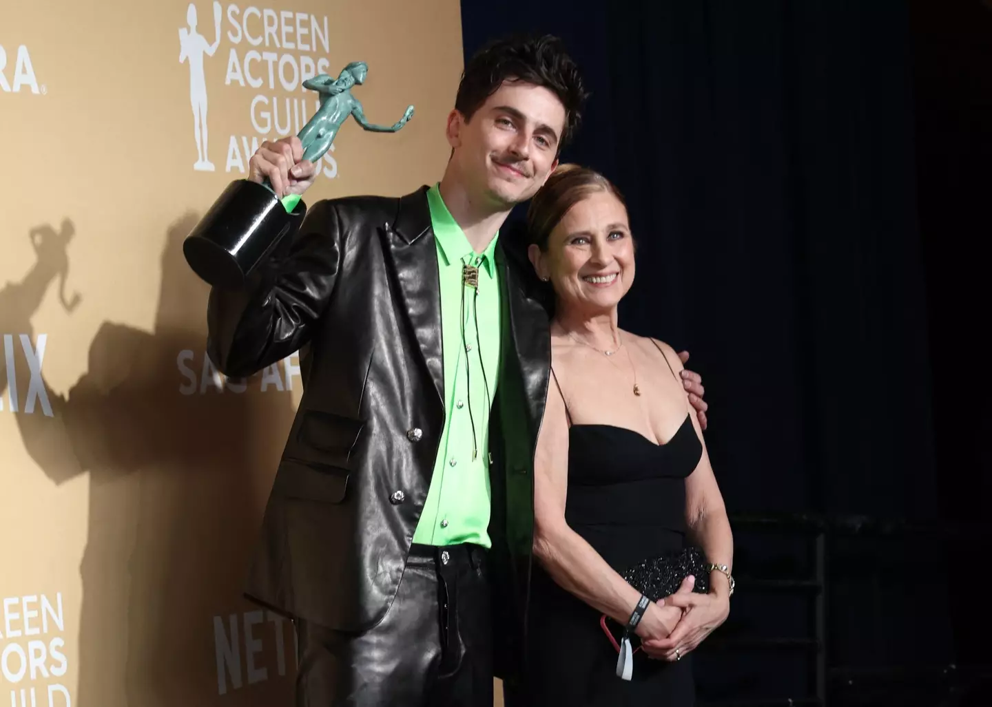 Chalamet and his mum at the SAG Awards earlier this month (VALERIE MACON/AFP via Getty Images)