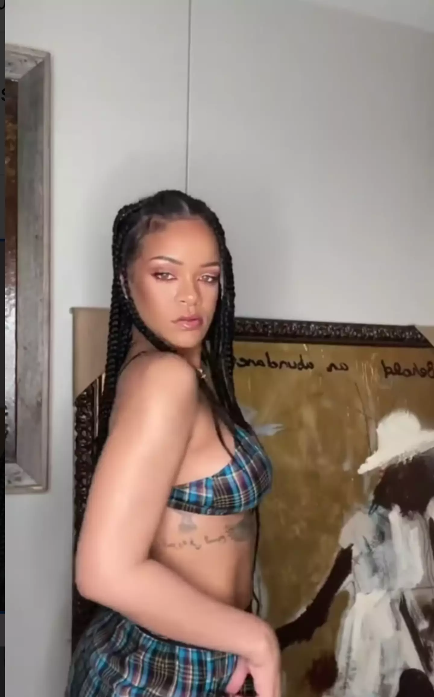 Rihanna showed off her new Tied Up Tartan range (