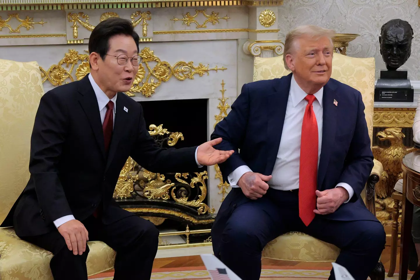 Trump has sported the same bruise for several political meet-ups (Chip Somodevilla/Getty Images)