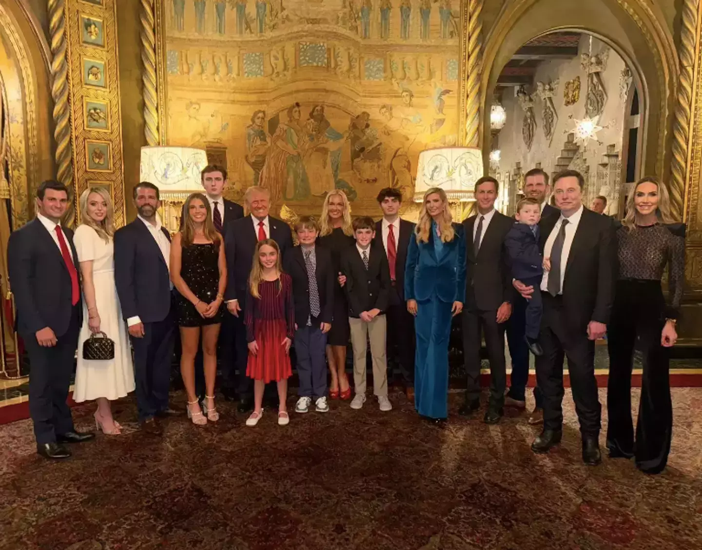 Melania was visibly missing from the important family photo following Donald Trump's election success (X/@kaitrumpsgolf)