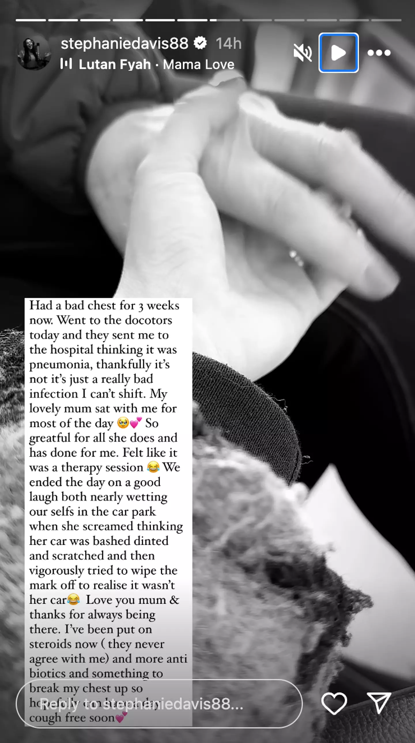 The soap star shared a statement to her Instagram Story. (Instagram/@stephaniedavis88)