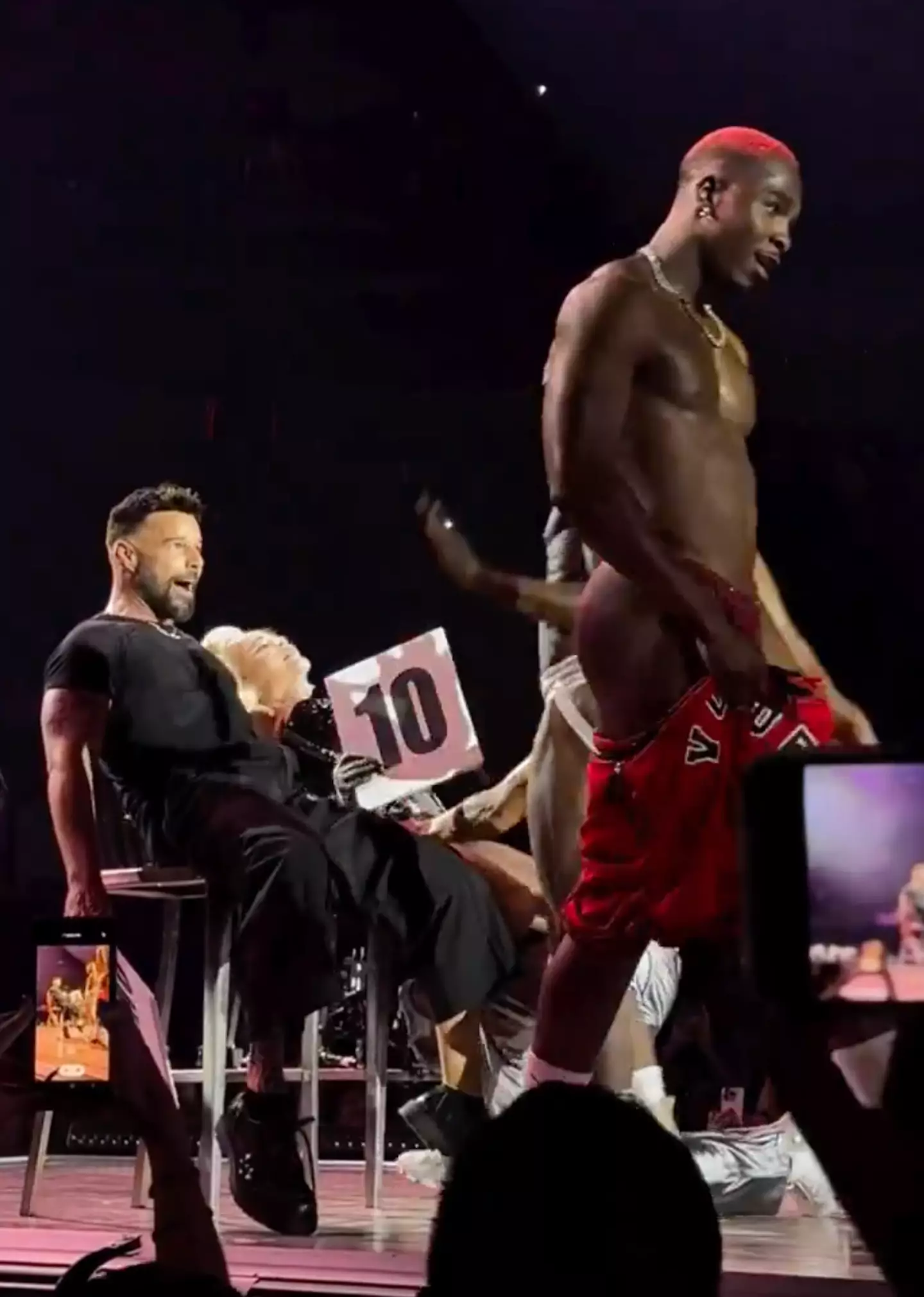 Fans seemed certain the 'She Bangs' singer got a little too excited during the show.