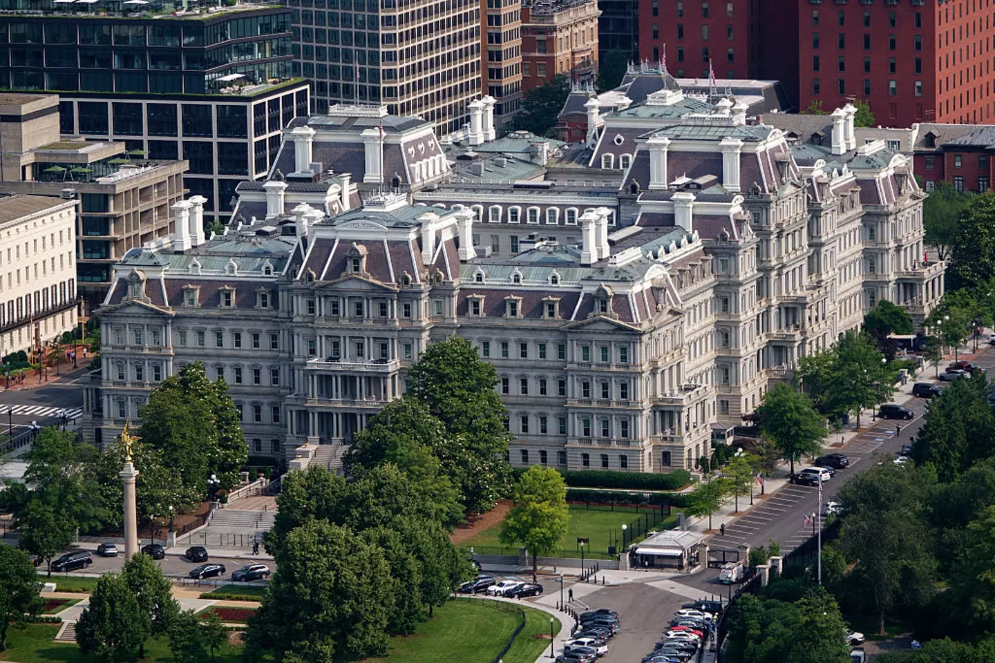 The building is currently a grey colour and Trump wants to give it a lick of white paint (Kevin Carter/Getty Images)