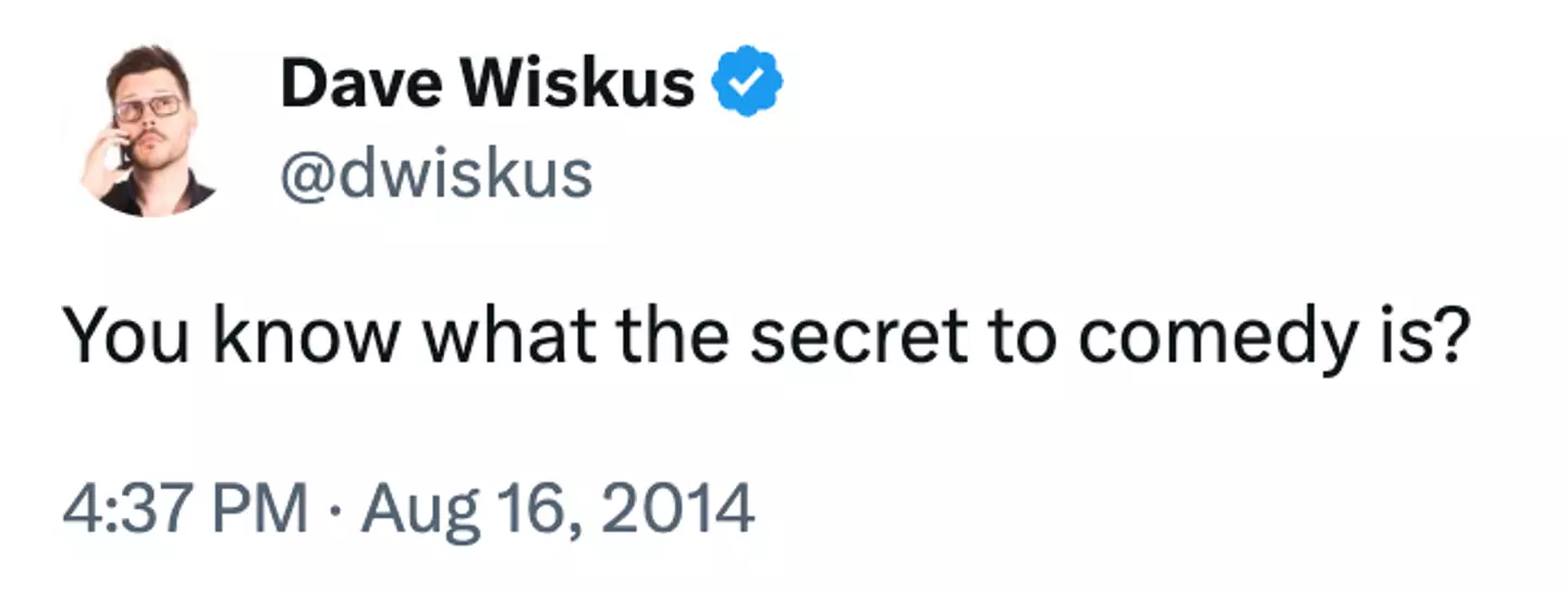Dave delivered his original joke back in 2014. (X/@dwiskus)