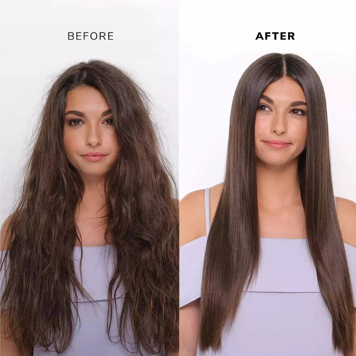 The formulation works particularly well on dry or frizz-prone tresses.