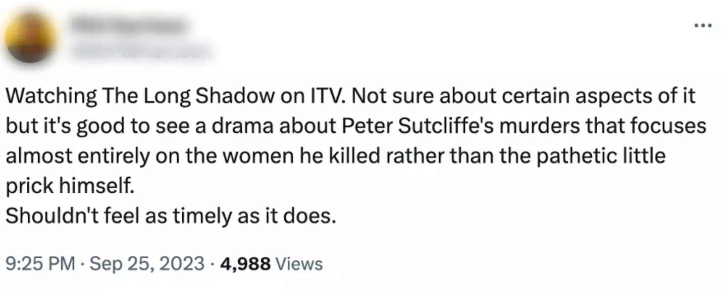Viewers have taken to social media to praise the team behind The Long Shadow.