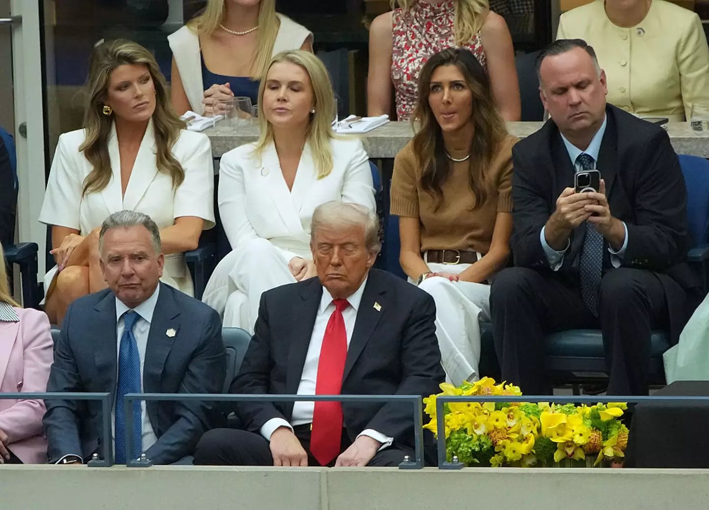 Here the president is, appearing to be taking a power nap at the 2025 US Open (Kevin Dietsch/Getty Images)