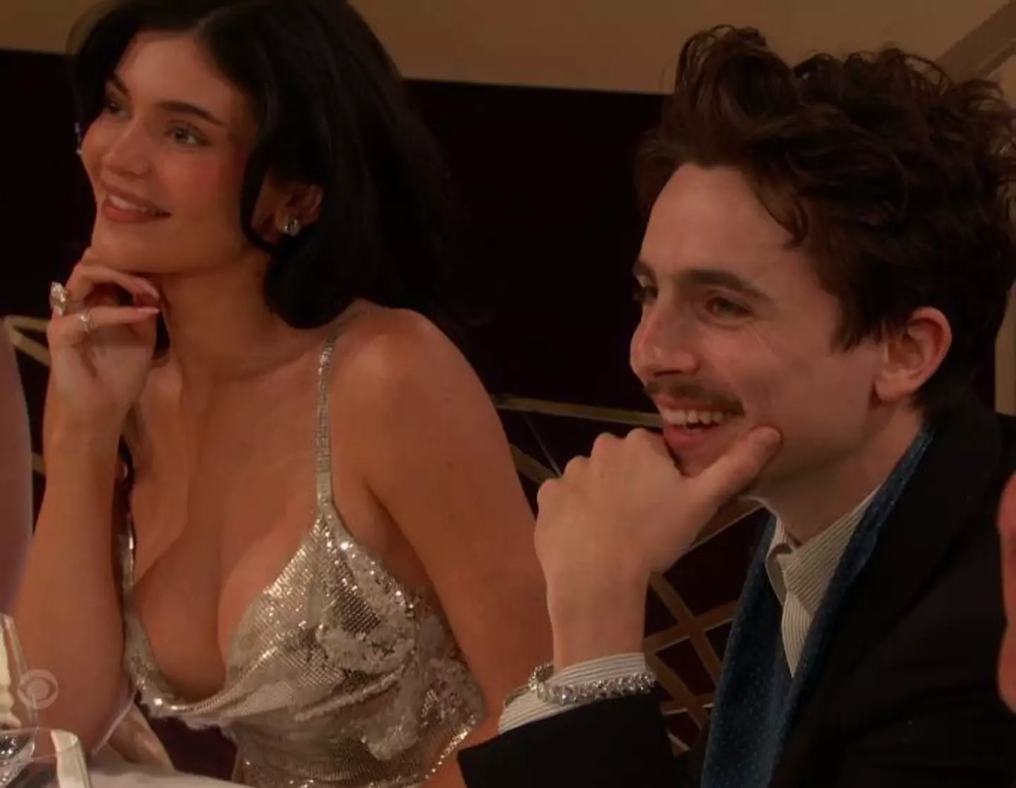 Kylie Jenner and Timothée Chalamet at the Golden Globe Awards 2025 (CBS)