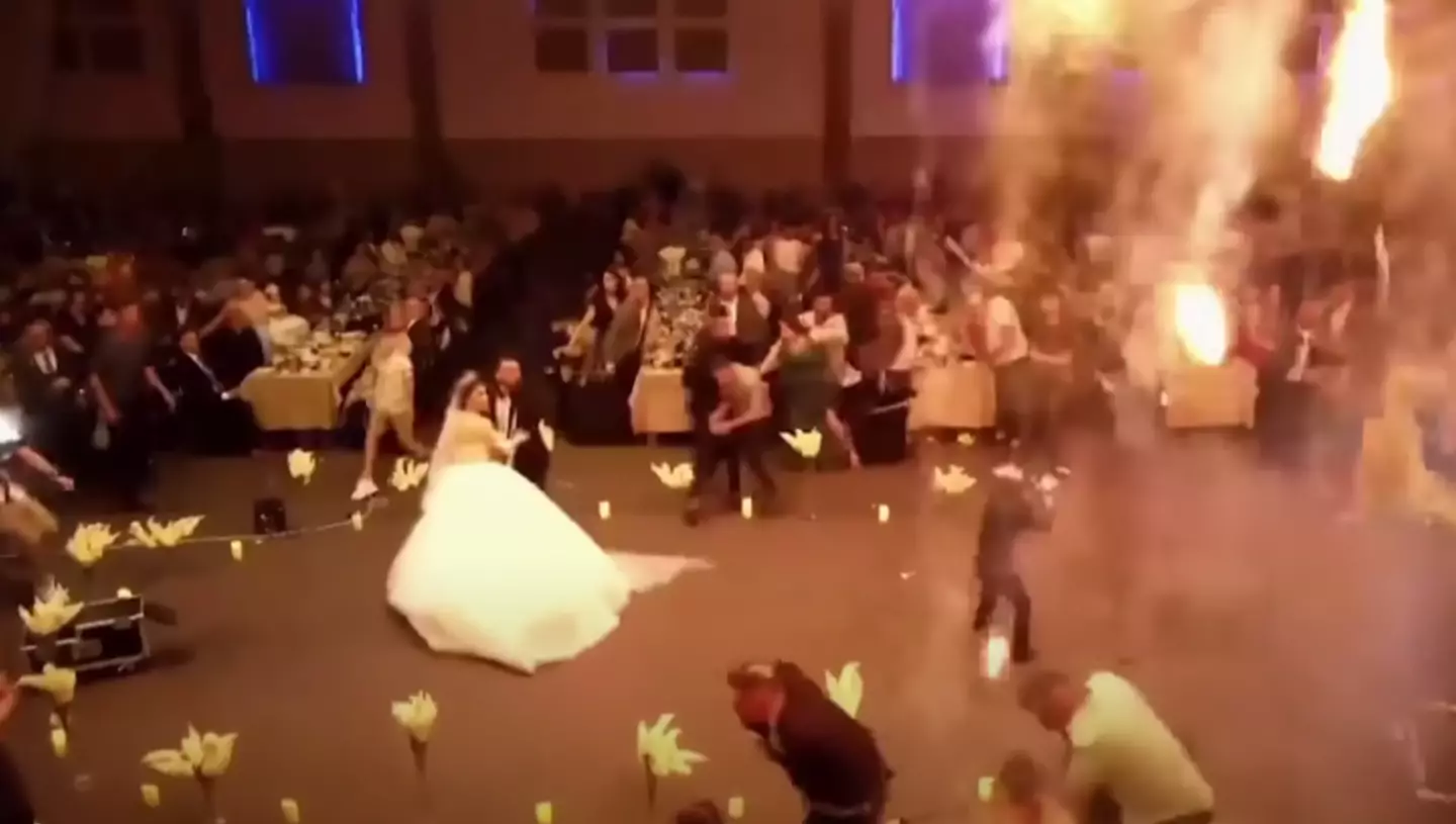 The wedding descended into tragedy after a huge blaze broke out.