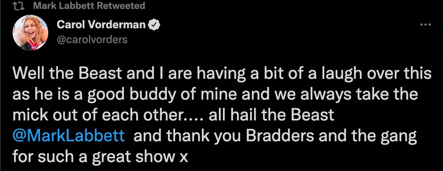 Carol laughed off the joke (