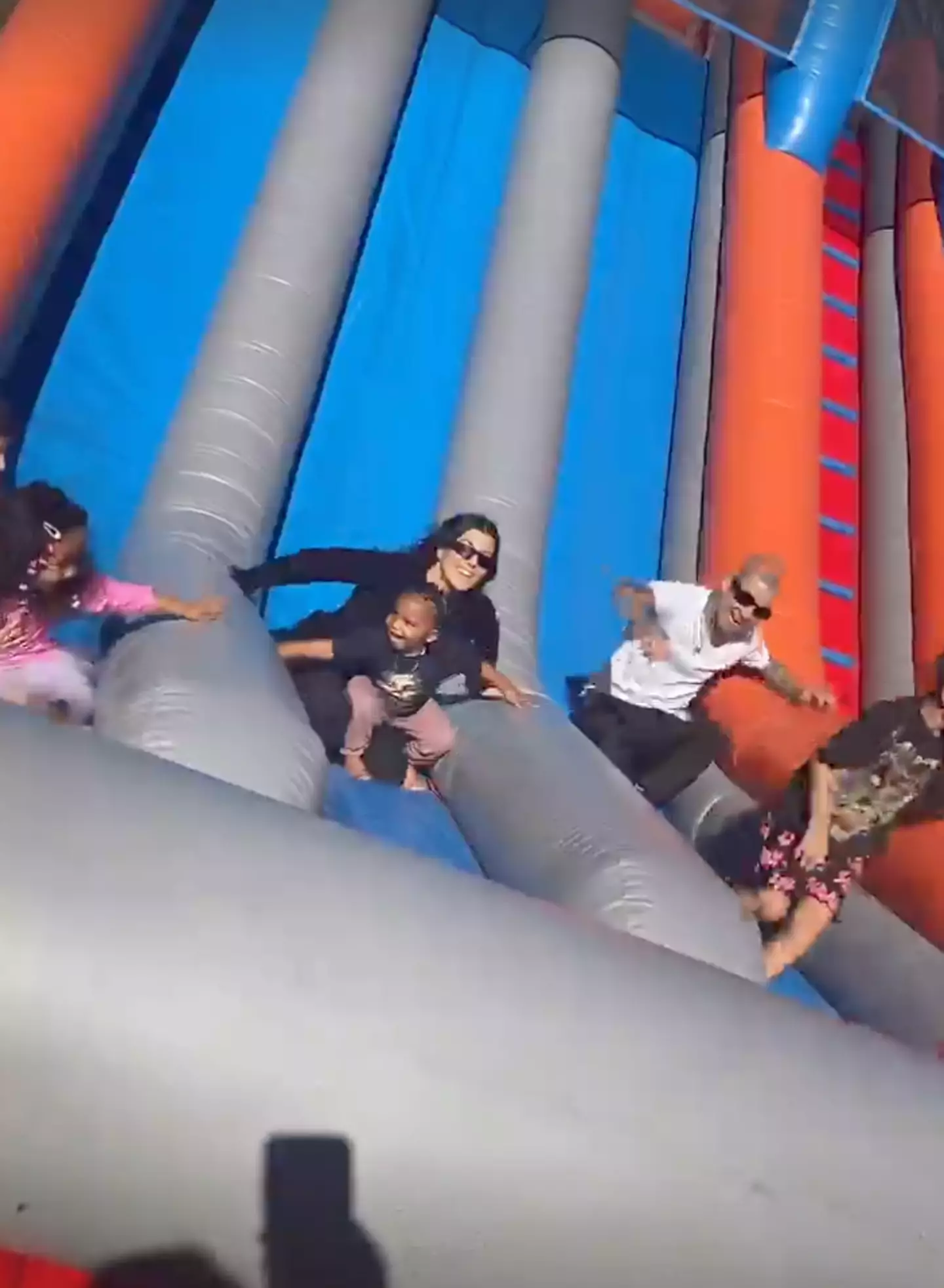 The party had inflatable slides (