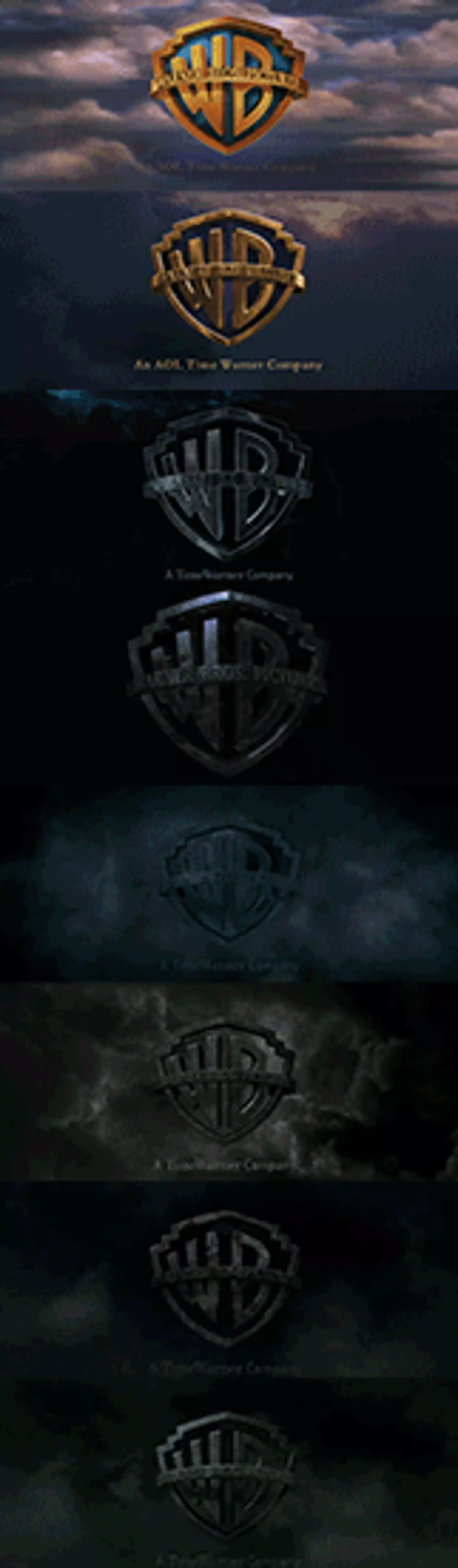 The Warner Bros. logo gets darker and darker with each movie.