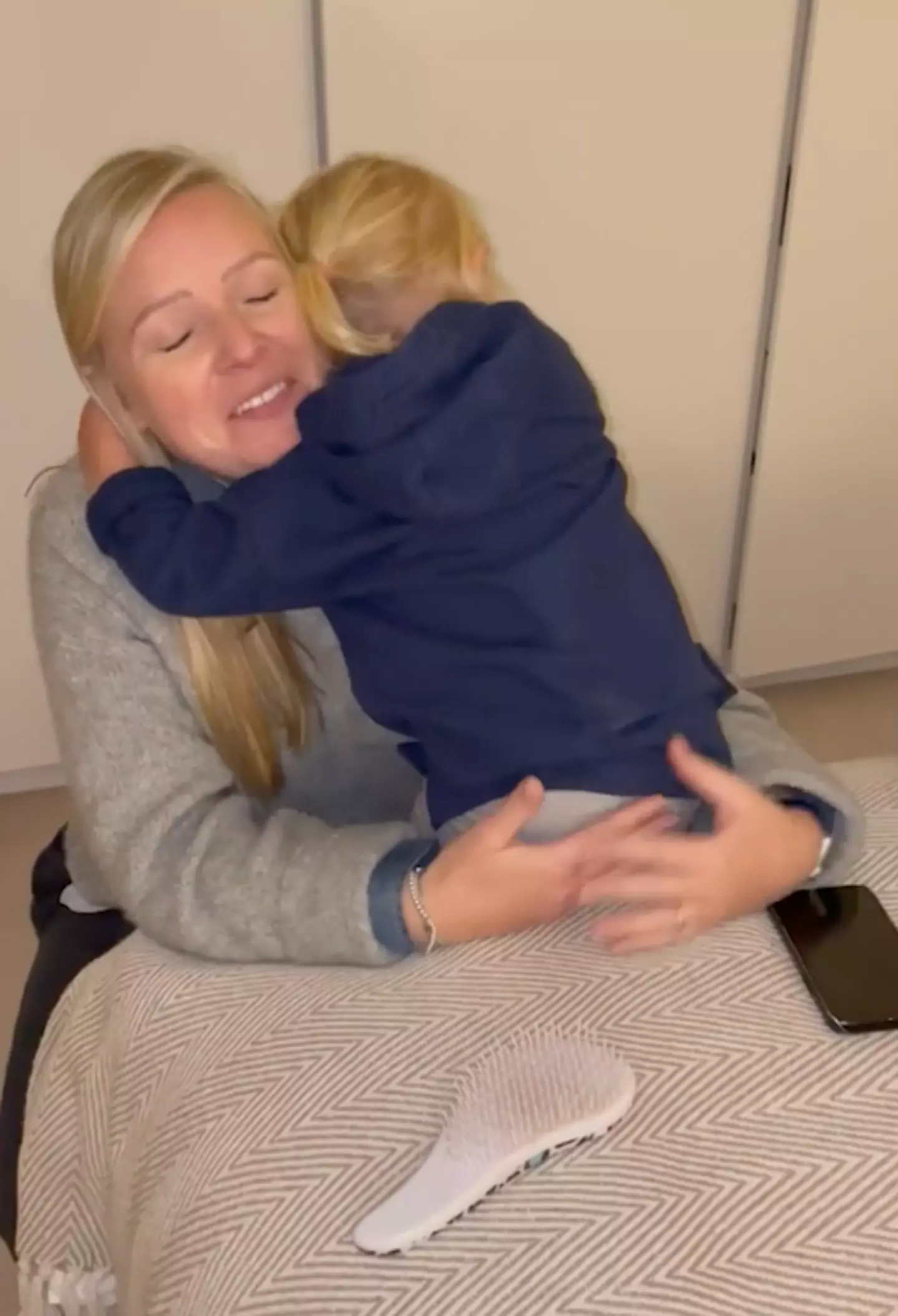 The mum could be seen giggling at the end of the video.