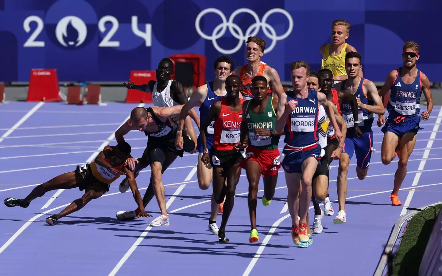 Several athletes were floored during the 5000m race yesterday. (Al Bello/Getty Images)