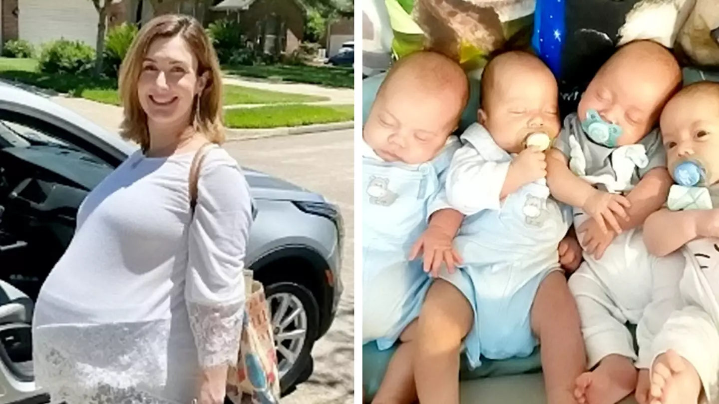 Mum pregnant with quadruplets says she has to paint their toenails to tell them apart