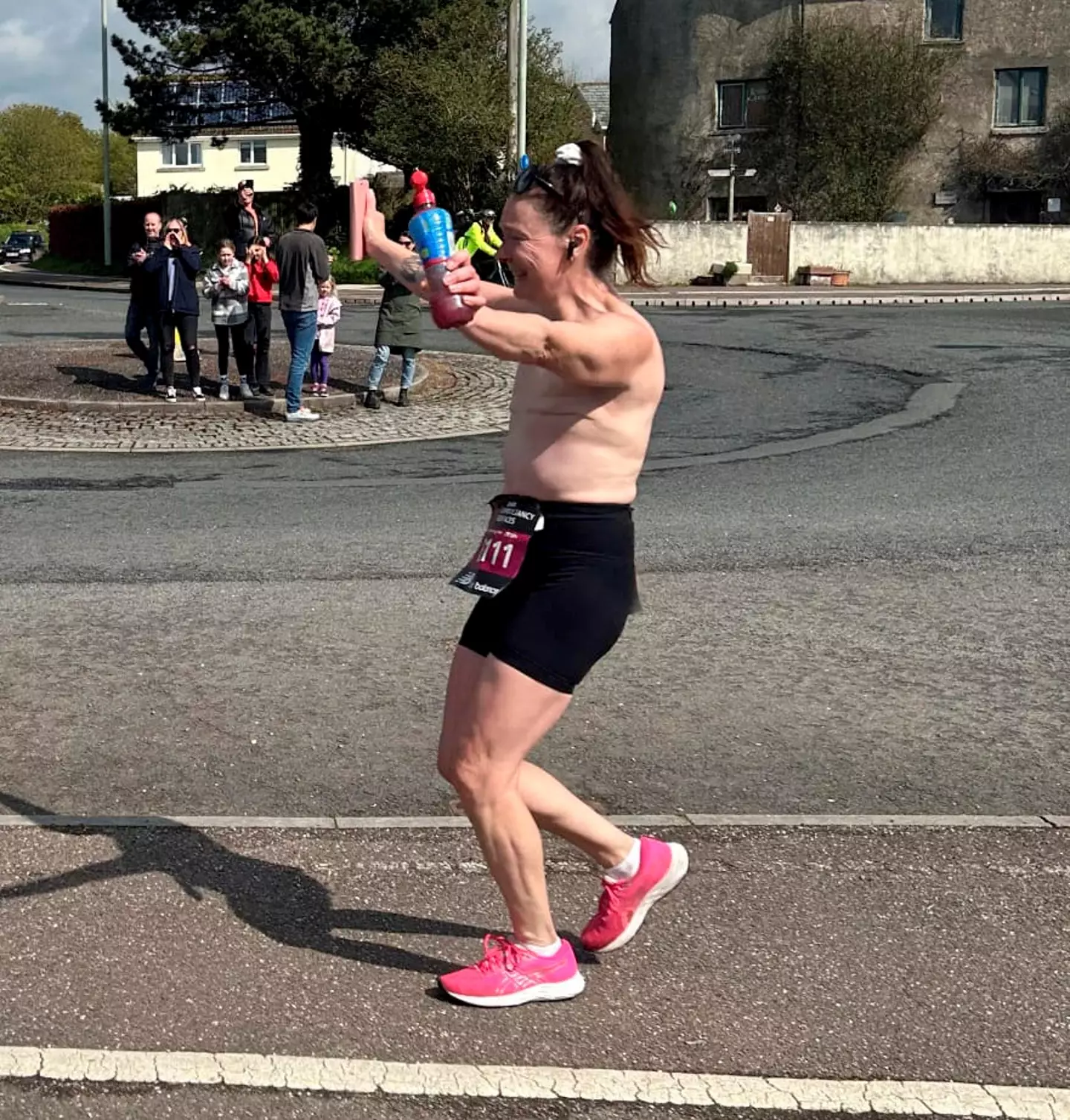 She was cheered along the route.