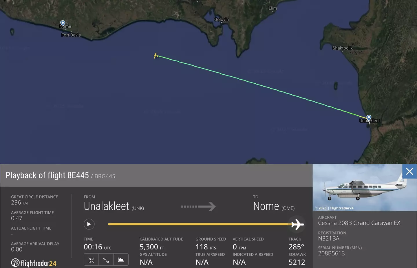 The flight lost contact less than an hour in (X/@flightradar24)