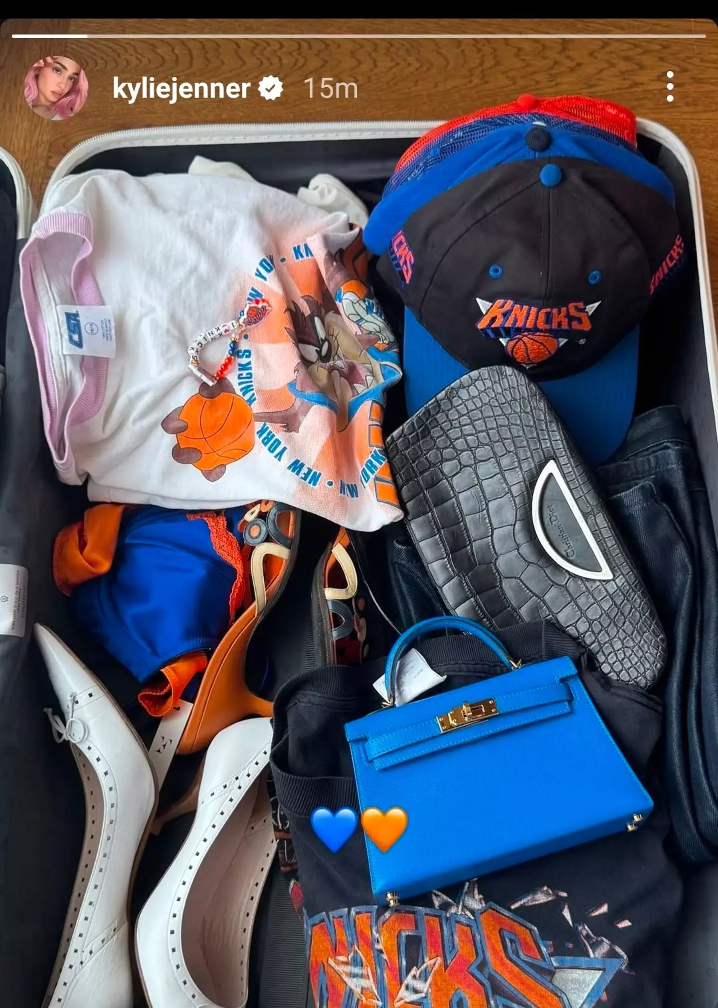 Fans spotted an interesting item in Kylie's suitcase (Instagram/@kyliejenner)