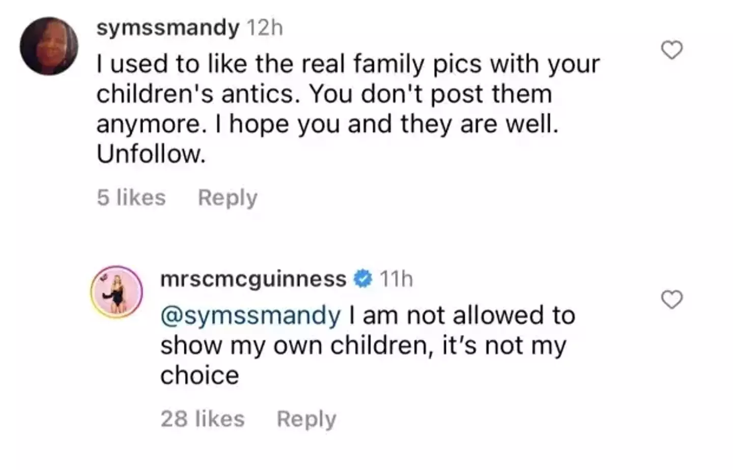 Christine defended herself in the comments.