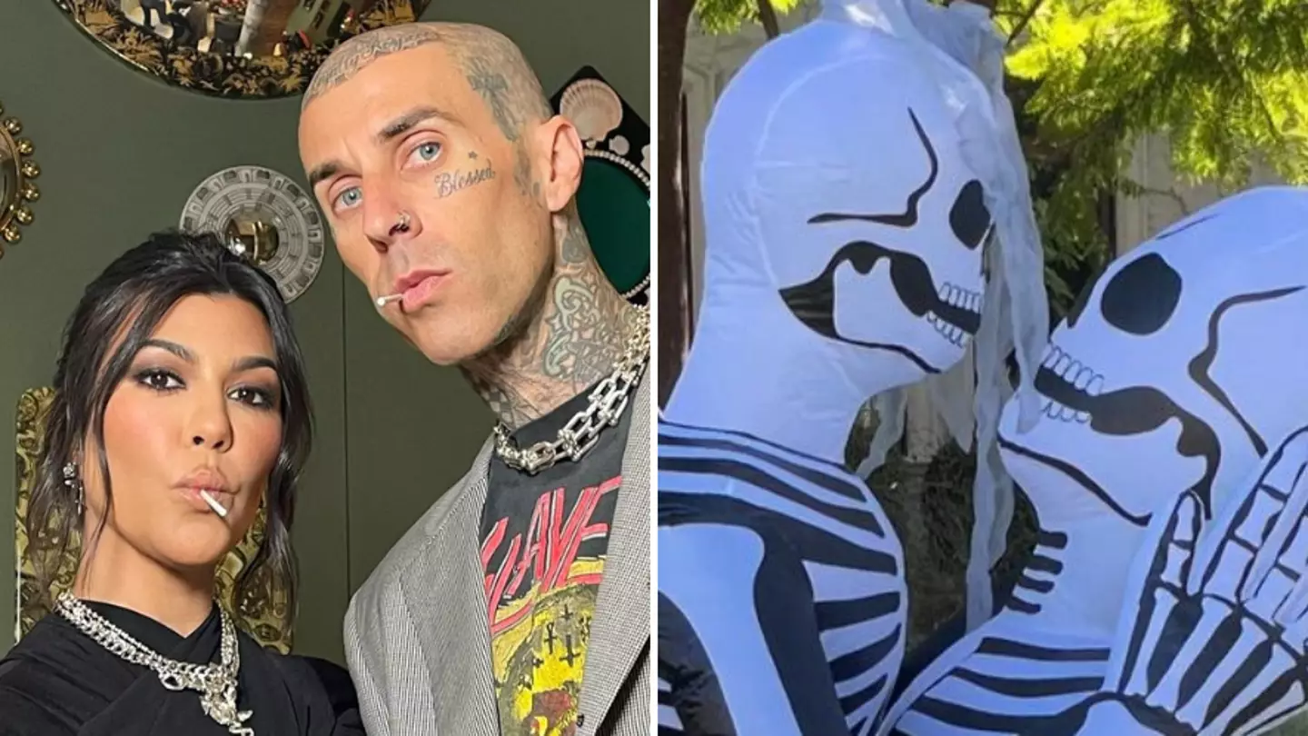 Kourtney Kardashian and Travis Barker's NSFW Halloween decorations spark major debate