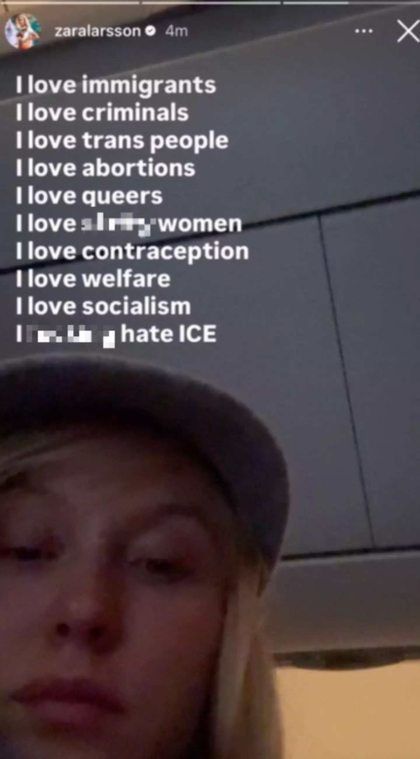 The singer shared several posts on her Instagram Story (Instagram/@zaralarsson)