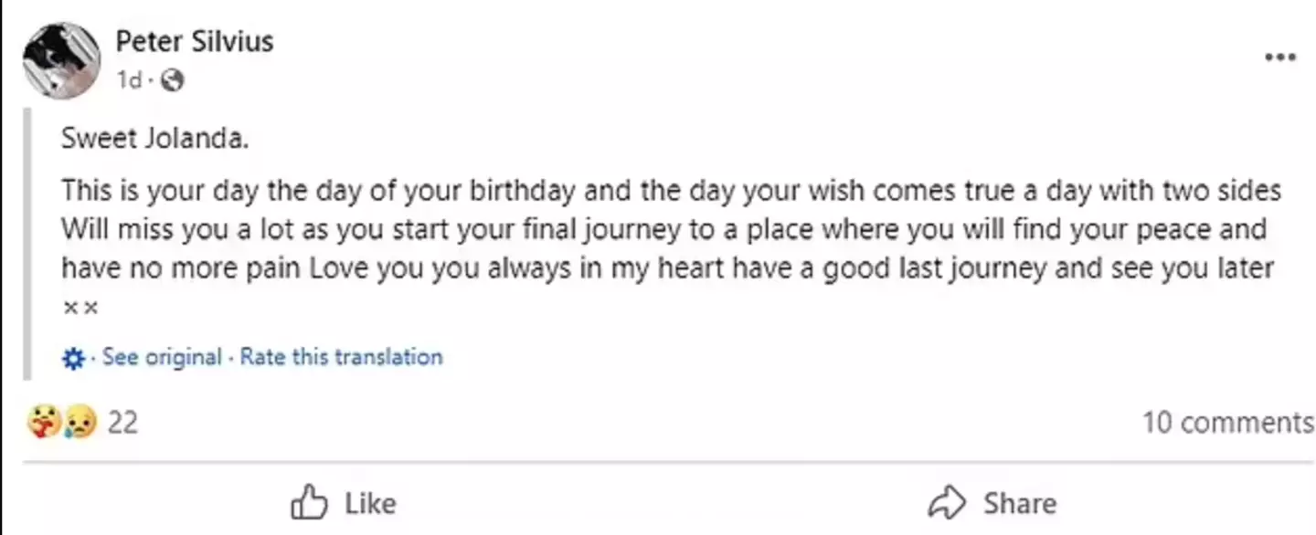 Jolanda's boyfriend posted a tribute to her on Facebook. (Facebook/Peter Silvius)