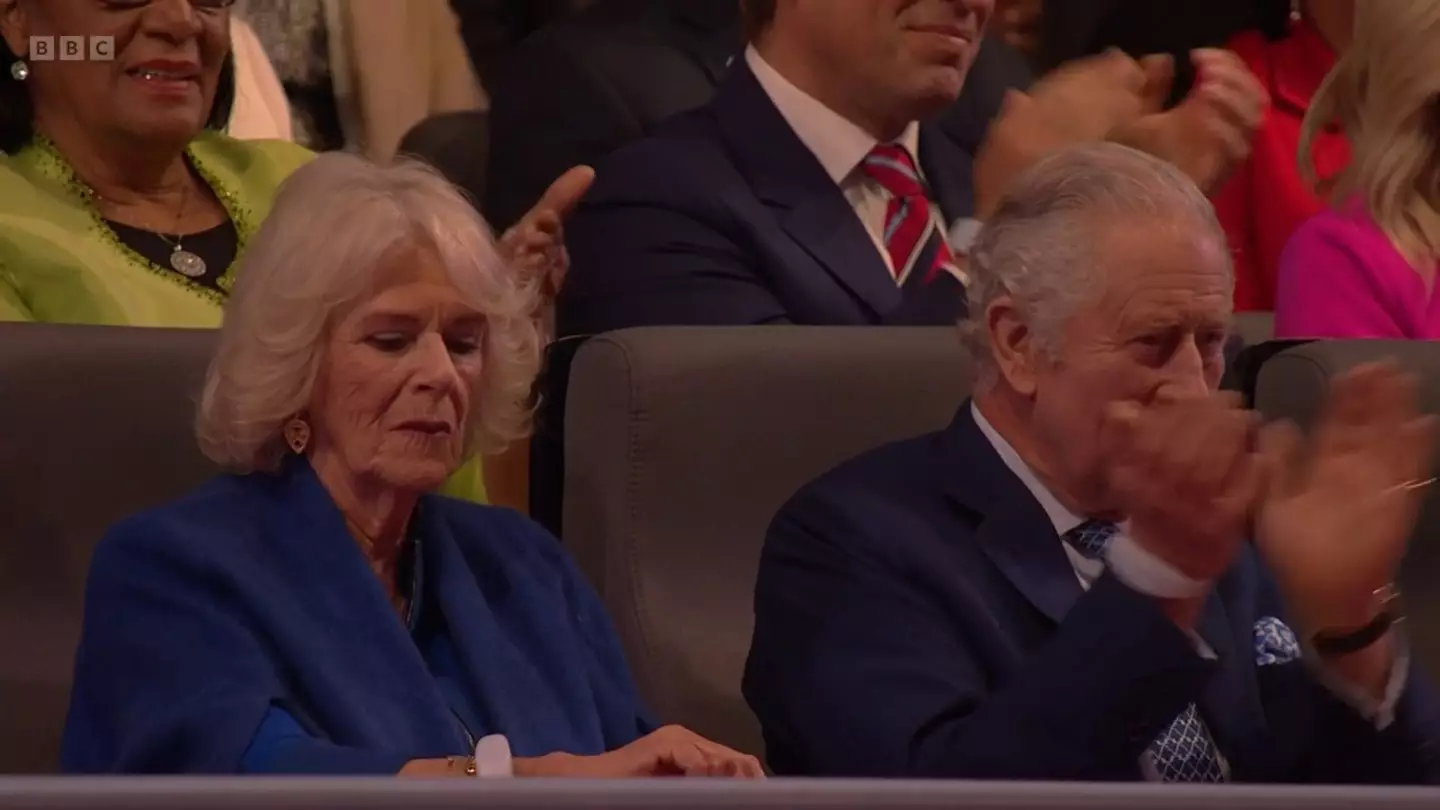 As Lionel Richie was wrapping up 'Easy Like Sunday Morning' Camilla could be seen checking her watch.