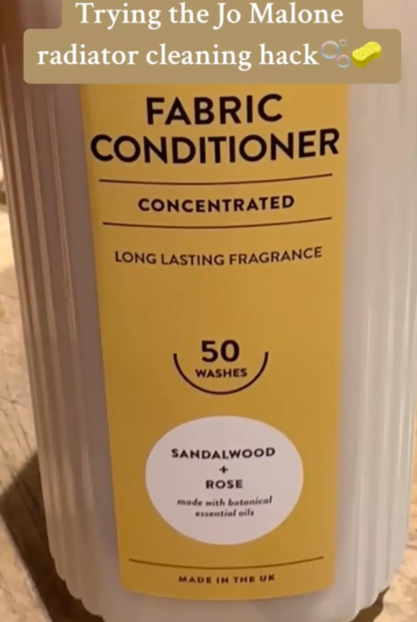 The TikToker uses Marks and Spencer sandalwood and rose fabric conditioner.