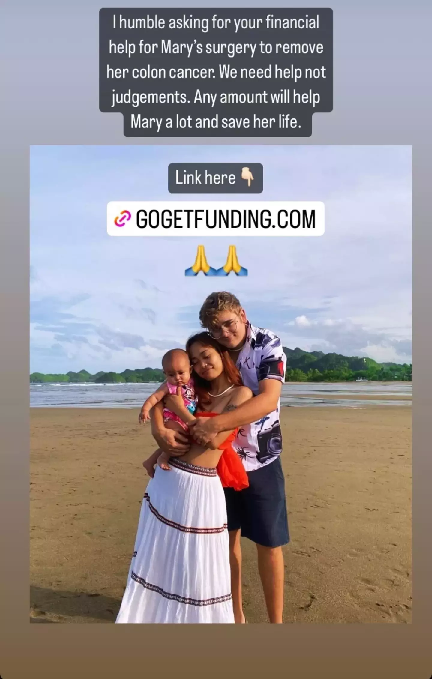 The couple shared a link to a fundraiser for her treatment.